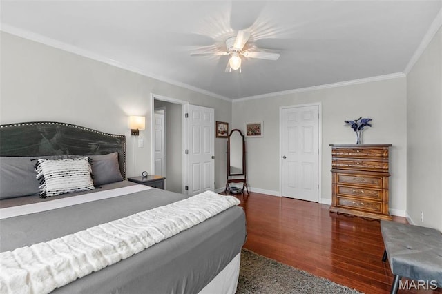 1451 Bella Vista Dr, Jackson, MO 63755 - bedroom with wood finished floors, ornamental molding, baseboards, and ceiling fan