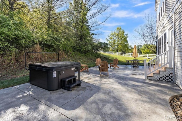 3560 Saint Albans Rd, Saint Albans, MO 63073 - view of patio featuring a hot tub and entry steps