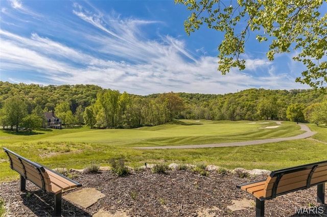 3560 Saint Albans Rd, Saint Albans, MO 63073 - view of community with view of golf course, a lawn, and a forest view