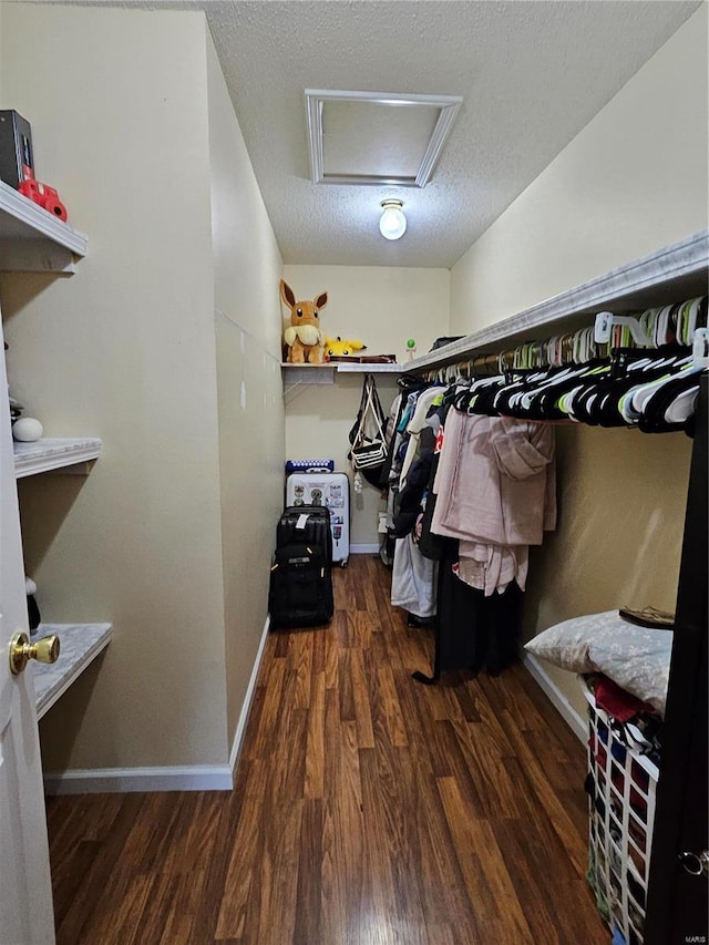 19782 Sugar Ln, Waynesville, MO 65583 - spacious closet featuring wood finished floors and attic access