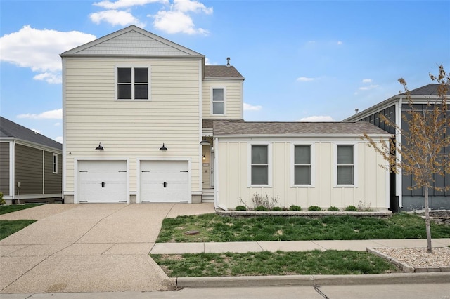 4036 Hempstead St, Saint Charles, MO 63301 - traditional-style house with board and batten siding, an attached garage, concrete driveway, and a shingled roof