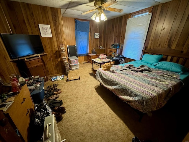 1000 White St, Canton, MO 63435 - carpeted bedroom with wood walls and ceiling fan