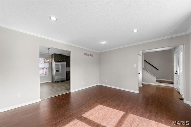 655 Lakewood Dr, Lake St Louis, MO 63367 - unfurnished room with wood finished floors, recessed lighting, baseboards, stairway, and ornamental molding