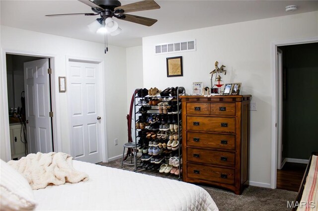 1303 W Coffman St, Salem, MO 65560 - carpeted bedroom featuring baseboards and a ceiling fan