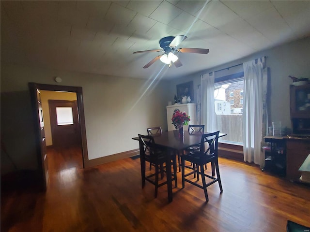 508 S Grand Ave, Houston, MO 65483 - dining area featuring wood finished floors, ceiling fan, and baseboards