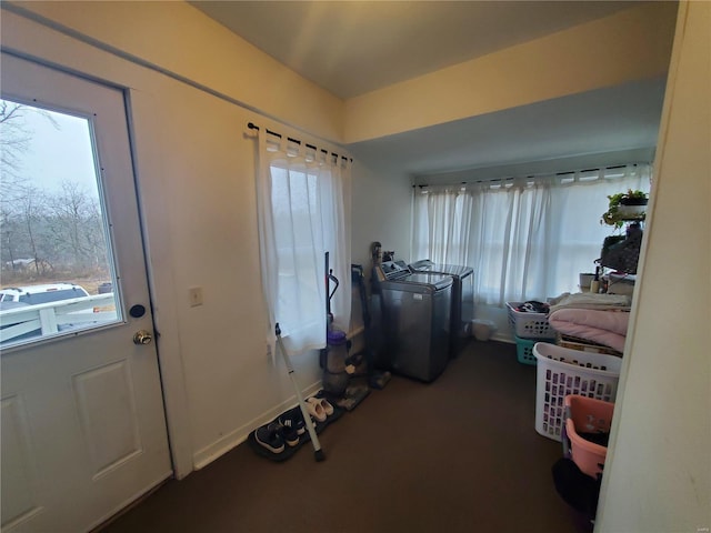 508 S Grand Ave, Houston, MO 65483 - workout room with plenty of natural light, washer / clothes dryer, and carpet flooring
