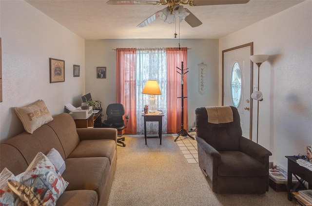 403 S Maple St Unit 403-405, Staunton, IL 62088 - living room featuring ceiling fan and light colored carpet