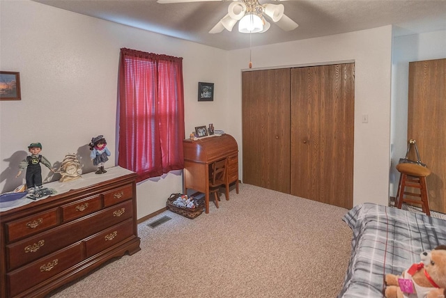 403 S Maple St Unit 403-405, Staunton, IL 62088 - bedroom with a closet, carpet, and a ceiling fan