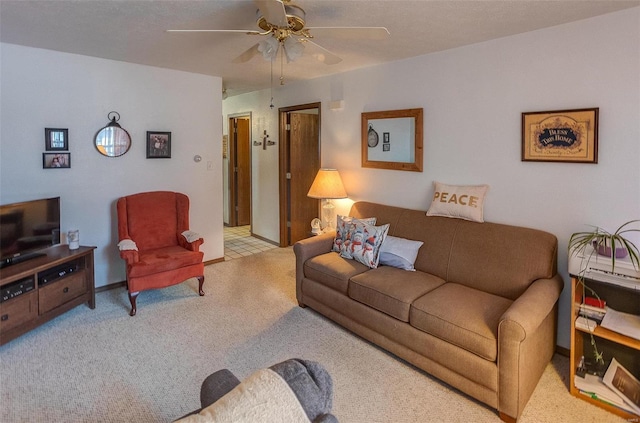 403 S Maple St Unit 403-405, Staunton, IL 62088 - carpeted living room with ceiling fan