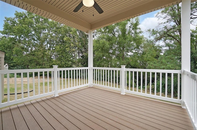 128 Valley Brooke Ct Unit 3Sjm, Washington, MO 63090 - wooden terrace with ceiling fan and view of scattered trees
