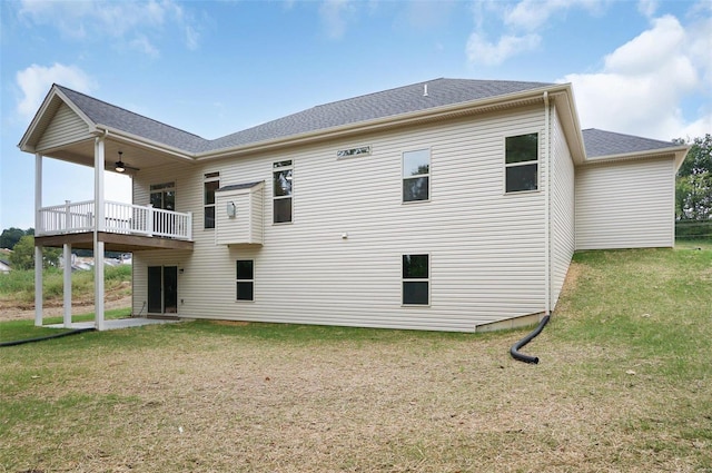 128 Valley Brooke Ct Unit 3Sjm, Washington, MO 63090 - rear view of property with a yard, ceiling fan, and a balcony
