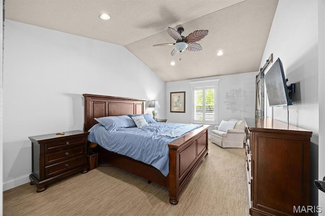 2016 Richview Dr, Saint Jacob, IL 62281 - bedroom with vaulted ceiling, recessed lighting, a ceiling fan, and baseboards