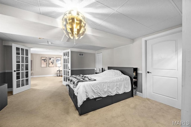 2016 Richview Dr, Saint Jacob, IL 62281 - carpeted bedroom featuring french doors and baseboards