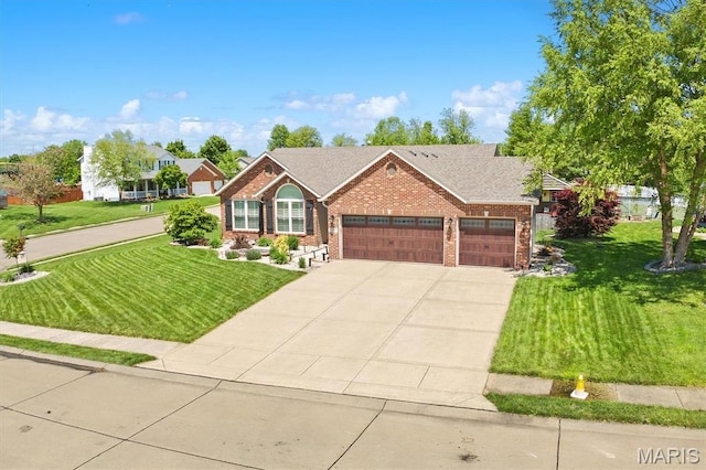 2016 Richview Dr, Saint Jacob, IL 62281 - single story home featuring brick siding, a garage, a front lawn, and driveway