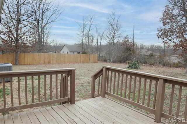 20981 Lacombe Rd, Waynesville, MO 65583 - wooden terrace with a fenced backyard and central air condition unit