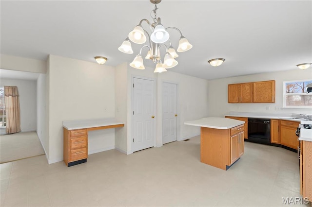 1 Ashbury Crossing Ct, Florissant, MO 63034 - kitchen featuring black dishwasher, healthy amount of natural light, light countertops, and a chandelier