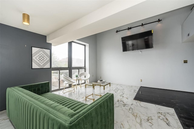 1523 S 10th St Unit 207, Saint Louis, MO 63101 - living area featuring marble tiled floors