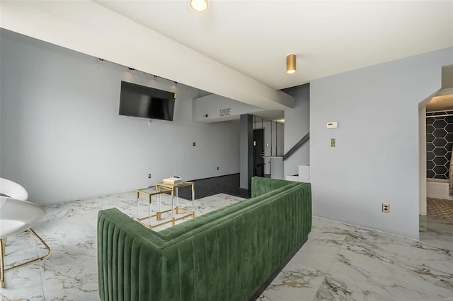 1523 S 10th St Unit 207, Saint Louis, MO 63101 - living area featuring stairs and marble finish floors