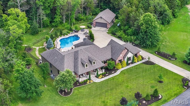 130 Foristell Ridge Ct, Foristell, MO 63348 - view from above of property featuring a pool