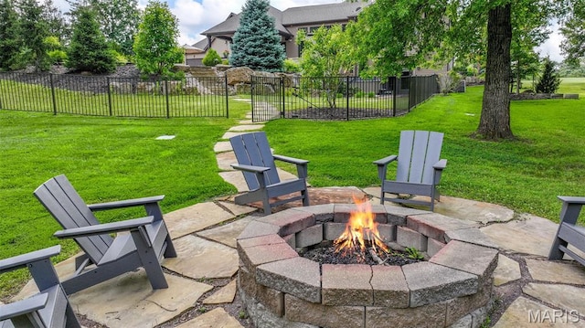 130 Foristell Ridge Ct, Foristell, MO 63348 - view of patio featuring a fire pit