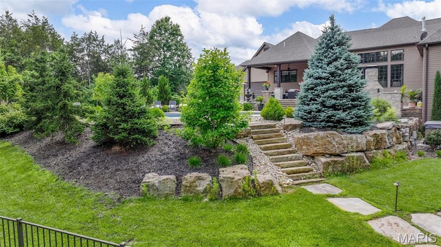 130 Foristell Ridge Ct, Foristell, MO 63348 - view of green lawn with stairs
