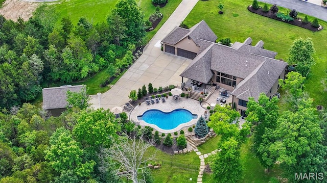 130 Foristell Ridge Ct, Foristell, MO 63348 - view from above of property with a pool