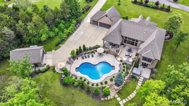 130 Foristell Ridge Ct, Foristell, MO 63348 - view from above of property with a pool