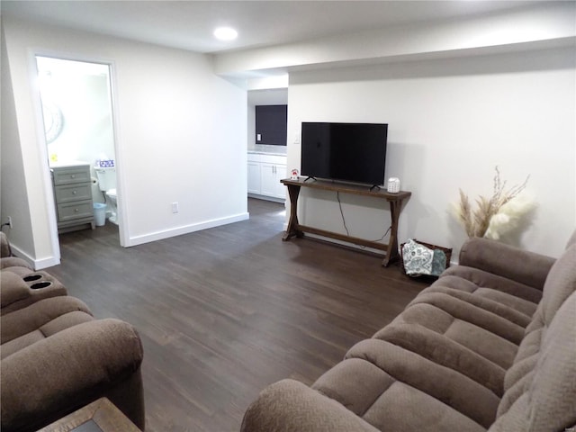 1002 Cypress Dr, Rolla, MO 65401 - living area featuring dark wood-style floors, baseboards, and recessed lighting