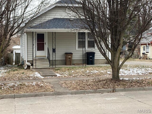 view of front of home featuring roof with shingles and entry steps