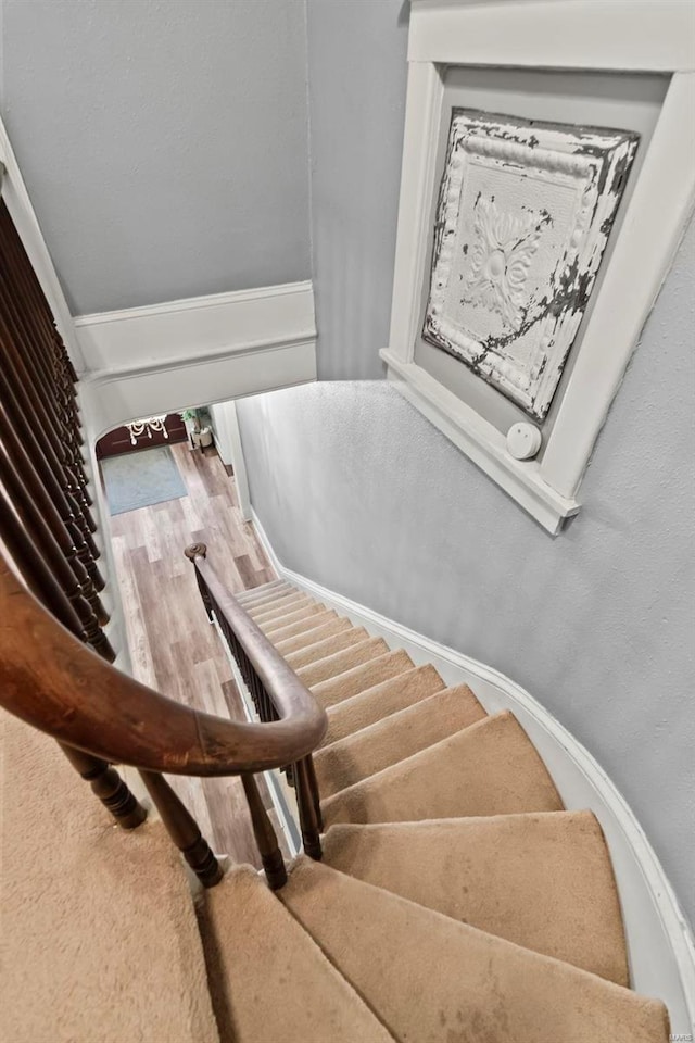 821 N State St, Litchfield, IL 62056 - stairway featuring wood finished floors