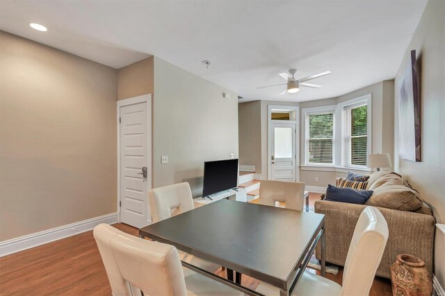 920 Talmage, Saint Louis, MO 63110 - office space with baseboards, ceiling fan, wood finished floors, and recessed lighting