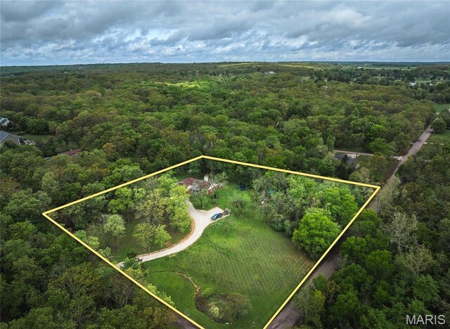 12455 Jefferys Pl, Rolla, MO 65401 - aerial view of property's location with a heavily wooded area and property parcel outlined
