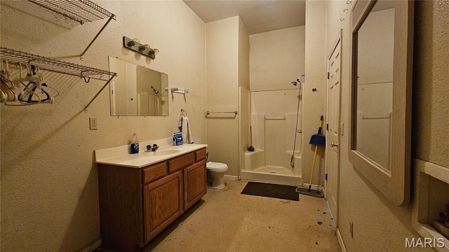 12124 Hamilton Hollow Rd, Sullivan, MO 63080 - bathroom with walk in shower, vanity, and unfinished concrete floors