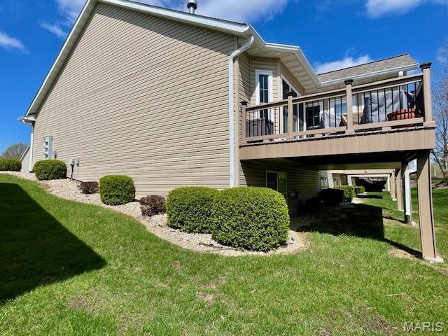 112 Summit Rdg, Maryville, IL 62062 - view of property exterior with a yard and a wooden deck
