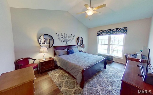 112 Summit Rdg, Maryville, IL 62062 - bedroom with wood finished floors, lofted ceiling, and a ceiling fan