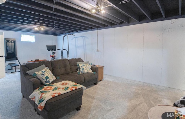 below grade area featuring carpet