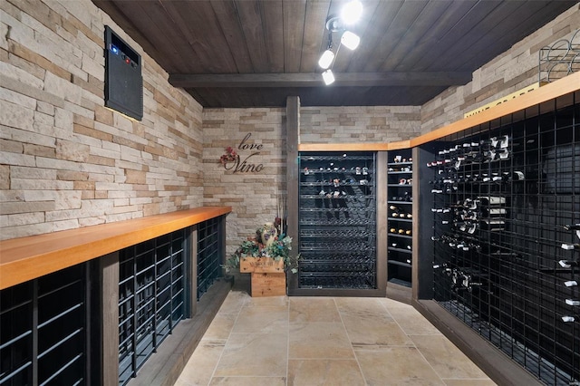480 Ascot Manor Ct, Fenton, MO 63026 - wine area featuring wood ceiling and beam ceiling