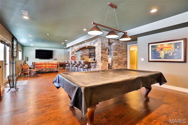 1120 Franklin Ave, Edwardsville, IL 62025 - game room featuring hardwood / wood-style flooring, recessed lighting, and billiards
