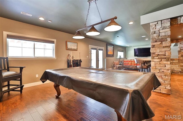1120 Franklin Ave, Edwardsville, IL 62025 - game room featuring billiards, wood finished floors, recessed lighting, and french doors