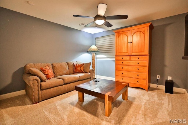 1120 Franklin Ave, Edwardsville, IL 62025 - living room featuring light carpet and ceiling fan