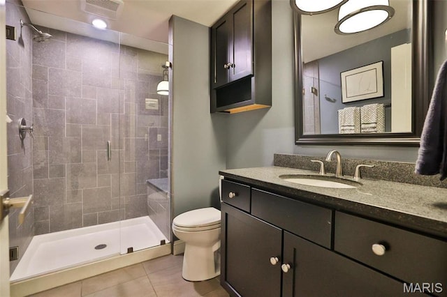 1120 Franklin Ave, Edwardsville, IL 62025 - bathroom with tile patterned flooring, a stall shower, and vanity