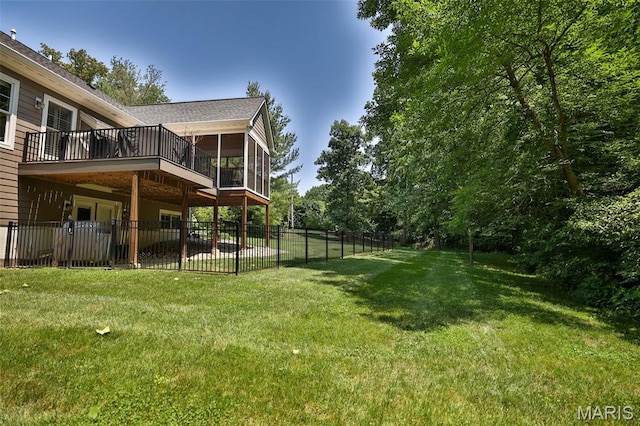1120 Franklin Ave, Edwardsville, IL 62025 - view of yard featuring a wooden deck and a sunroom