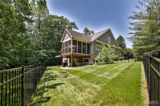 1120 Franklin Ave, Edwardsville, IL 62025 - back of house featuring a sunroom and a fenced backyard
