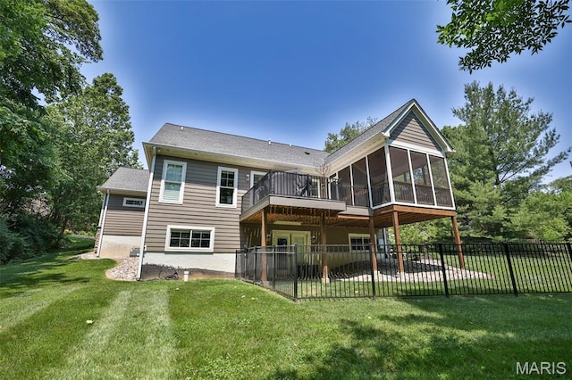 1120 Franklin Ave, Edwardsville, IL 62025 - rear view of property featuring a sunroom, a patio area, and a wooden deck