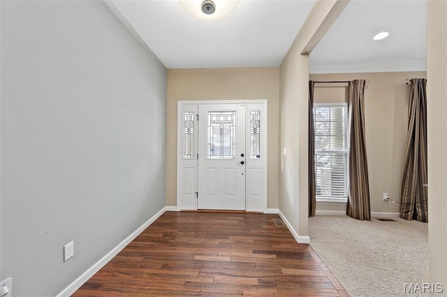 615 Derby Way Dr, Wentzville, MO 63385 - entryway featuring baseboards and dark wood finished floors