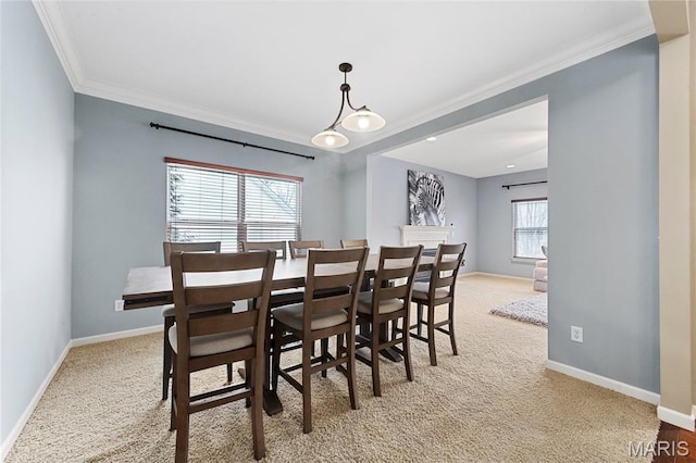 615 Derby Way Dr, Wentzville, MO 63385 - dining area with carpet and ornamental molding