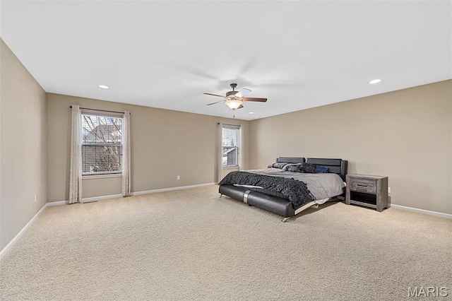 615 Derby Way Dr, Wentzville, MO 63385 - bedroom with multiple windows, carpet flooring, recessed lighting, and ceiling fan