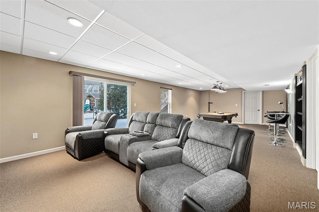 615 Derby Way Dr, Wentzville, MO 63385 - home theater room with carpet, pool table, and recessed lighting