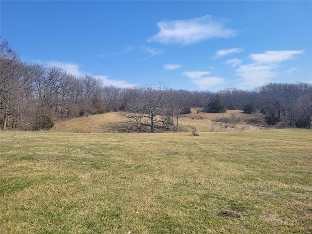 view of green lawn with a view of countryside