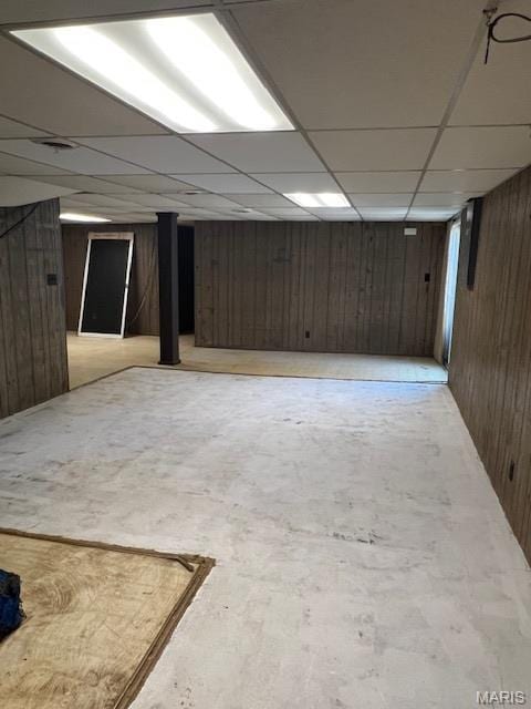 1211 Dorne Dr, Manchester, MO 63021 - finished basement with wooden walls and a paneled ceiling